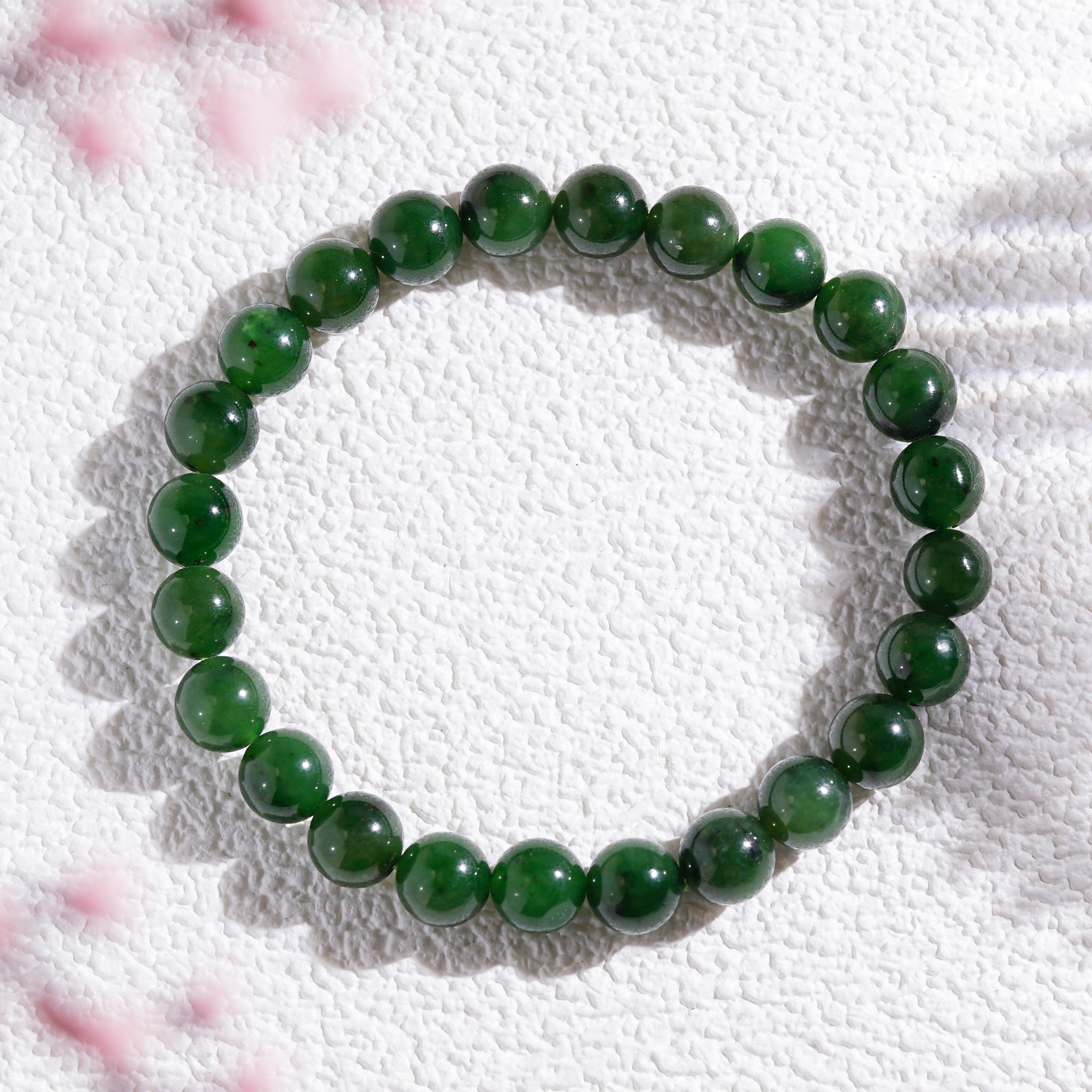 Elastic Gemstone Bracelet 8mm - Nephrite Jade