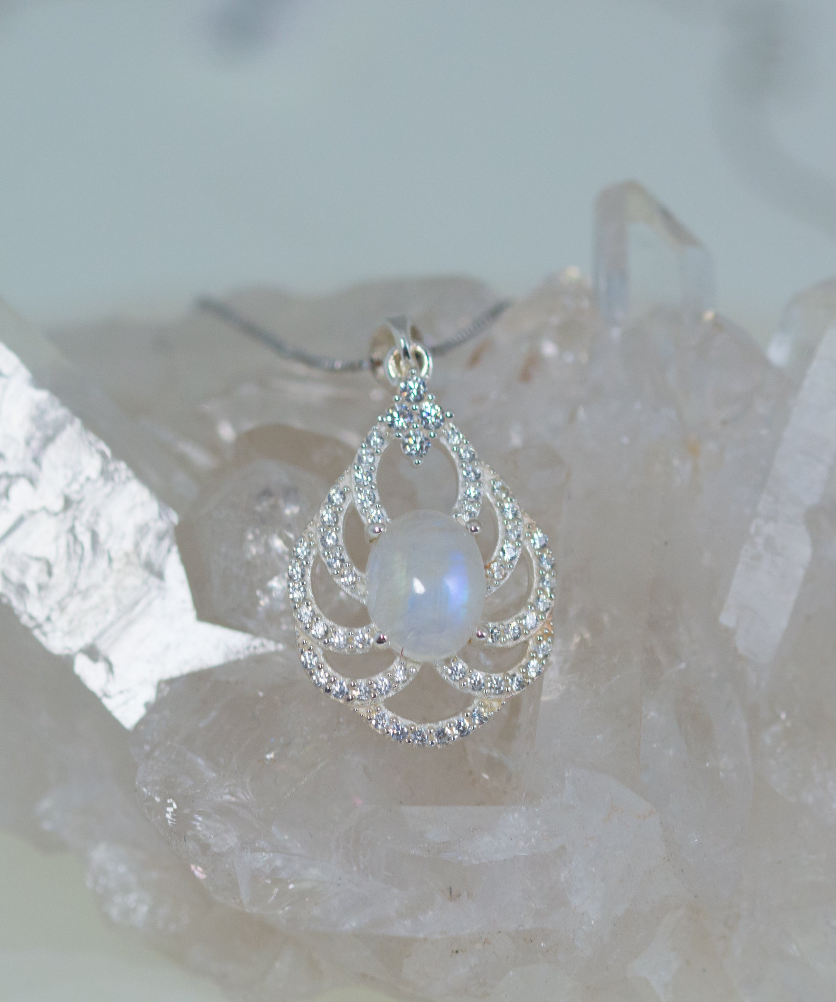 Sterling Silver Moonstone Pendant Spiral